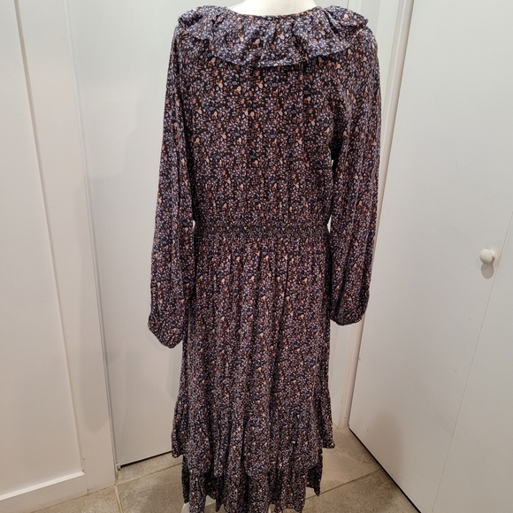 Universal Thread women's dress size Large maxi long sleeve floral ruffle collar - Picture 4 of 8